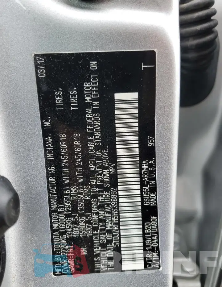 5TDJZRFH5HS398892 Photo# 13