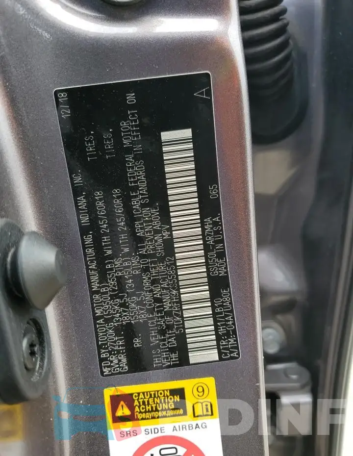 5TDKZRFH9KS558512 Photo# 13