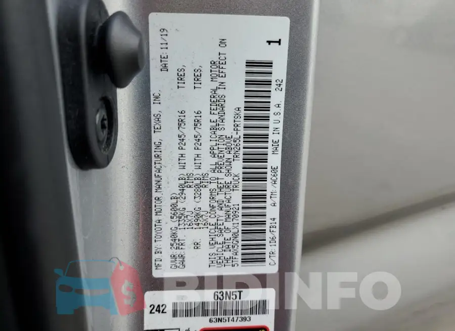 5TFAX5GN0LX170921 Photo# 13