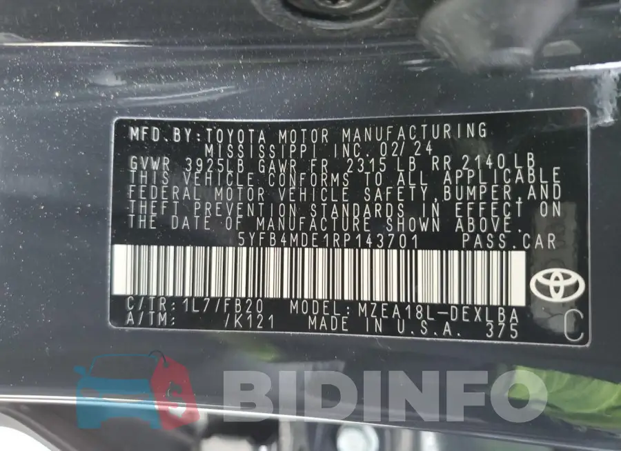 5YFB4MDE1RP143701 Photo# 12