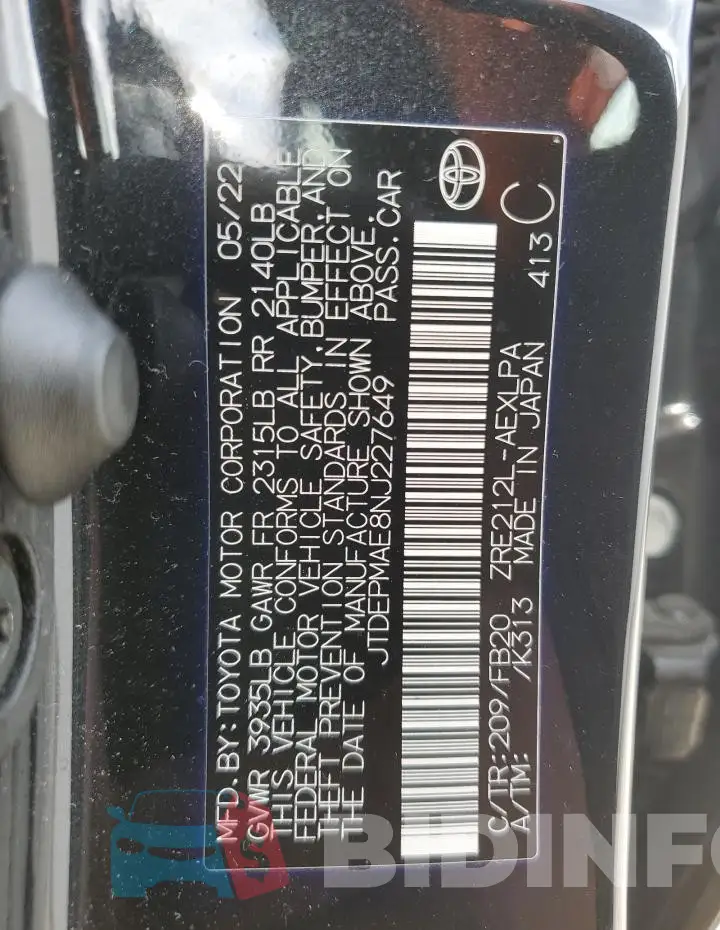 JTDEPMAE8NJ227649 Photo# 12