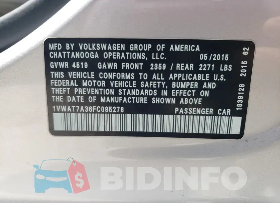 1VWAT7A36FC095276 Photo# 12
