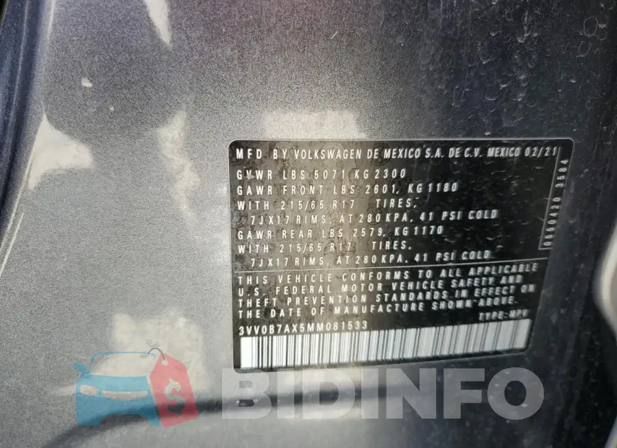 3VV0B7AX5MM081533 Photo# 13