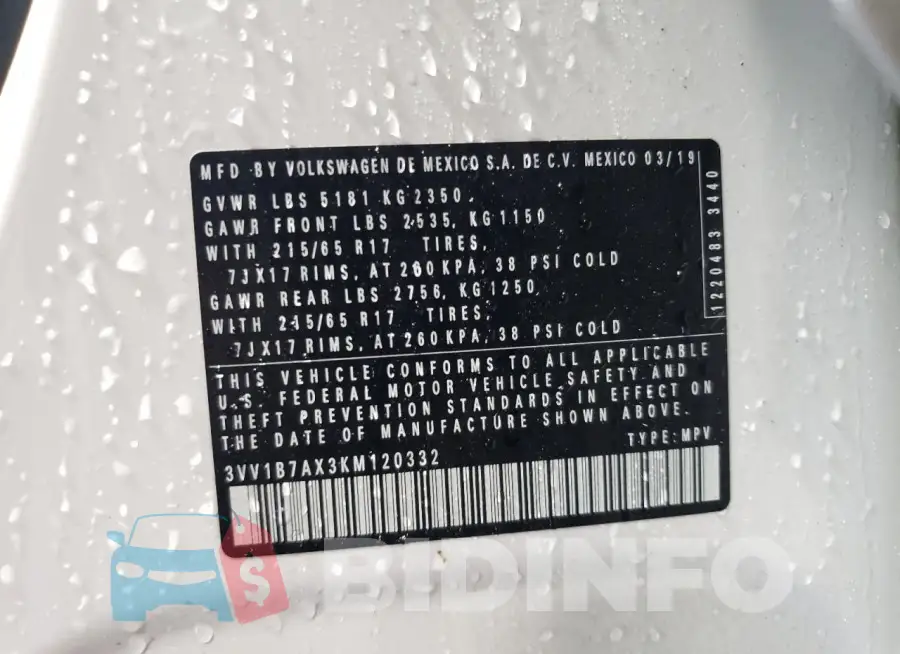3VV1B7AX3KM120332 Photo# 12