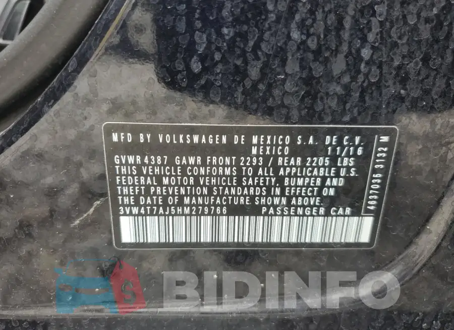 3VW4T7AJ5HM279766 Photo# 13