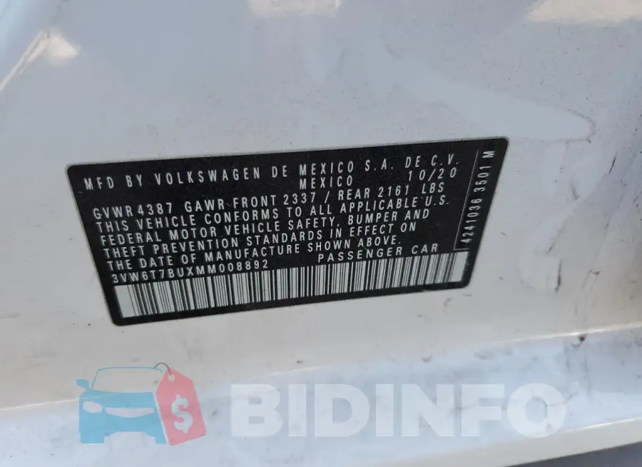 3VW6T7BUXMM008892 Photo# 12