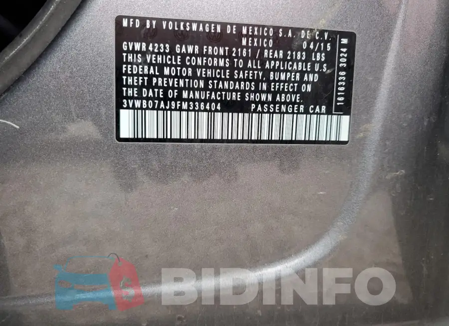 3VWB07AJ9FM336404 Photo# 12