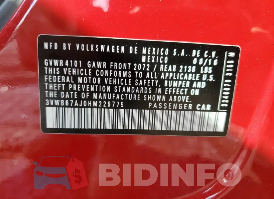 3VWB67AJ0HM229775 Photo# 12