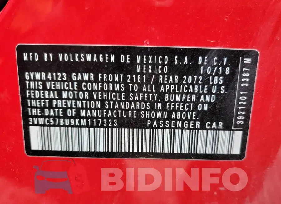 3VWC57BU9KM117323 Photo# 13
