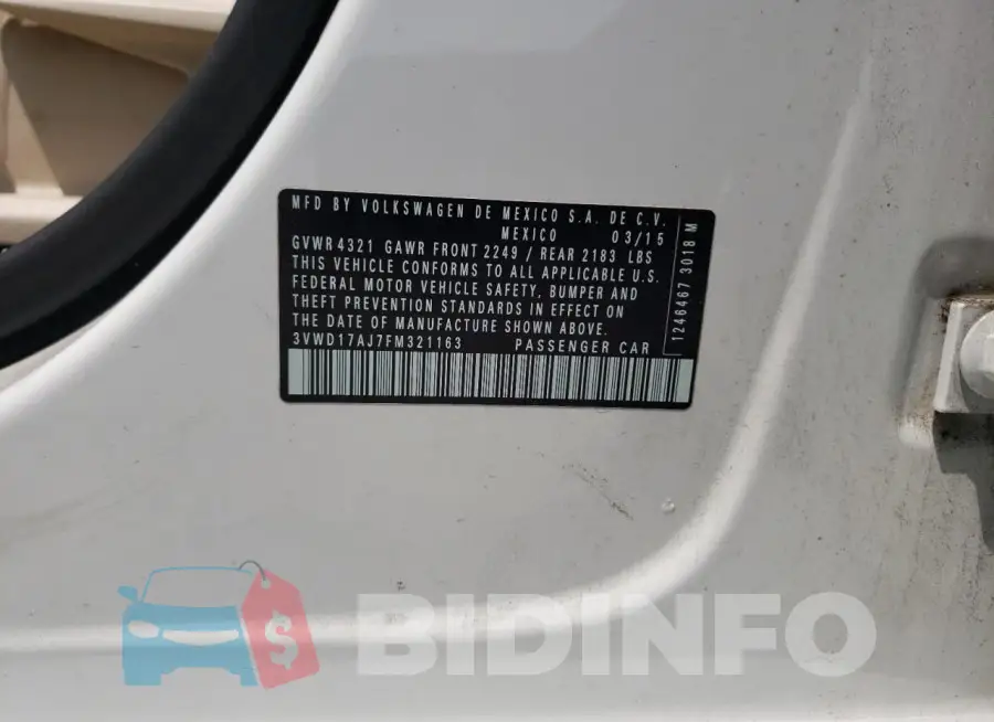 3VWD17AJ7FM321163 Photo# 12