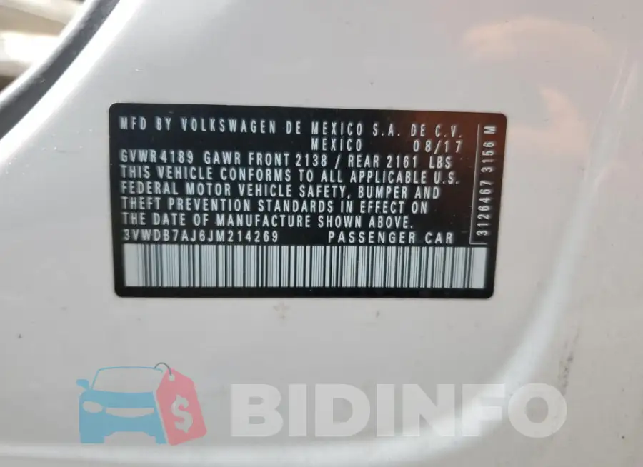 3VWDB7AJ6JM214269 Photo# 12