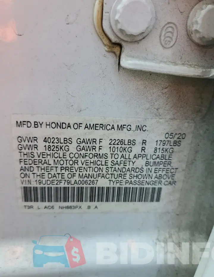 19UDE2F79LA006267 Photo# 13