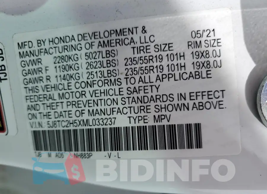 5J8TC2H5XML033237 Photo# 14