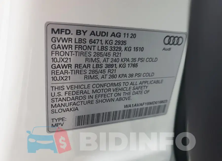 WA1AVAF15MD018823 Photo# 13