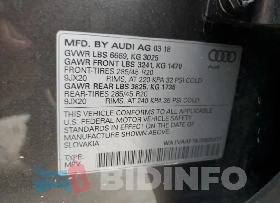 WA1VAAF76JD035577 Photo# 13