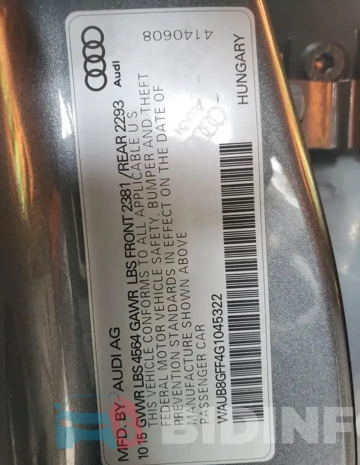 WAUB8GFF4G1045322 Photo# 12
