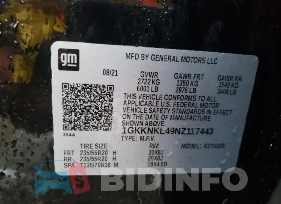 1GKKNKL49NZ117443 Photo# 13