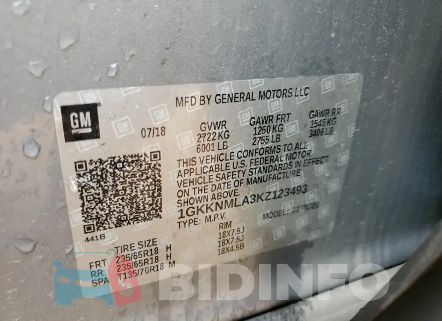 1GKKNMLA3KZ123493 Photo# 14