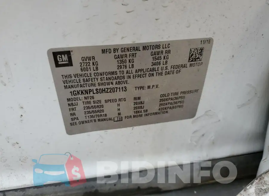 1GKKNPLS0HZ207113 Photo# 13