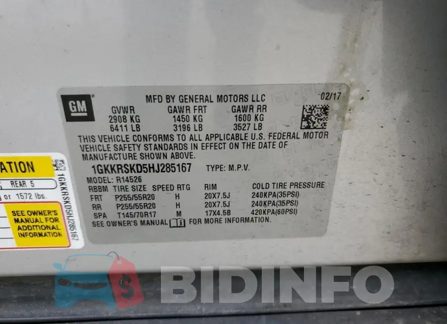 1GKKRSKD5HJ285167 Photo# 13