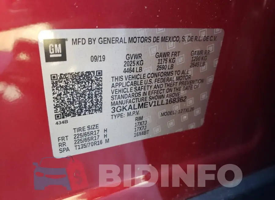 3GKALMEV1LL168362 Photo# 12