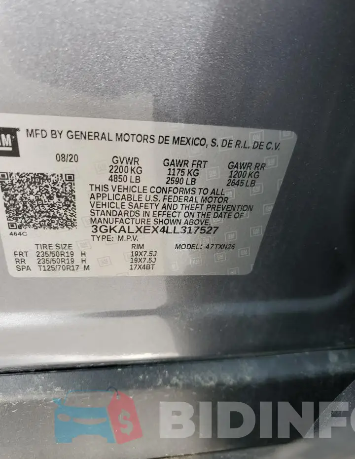 3GKALXEX4LL317527 Photo# 12