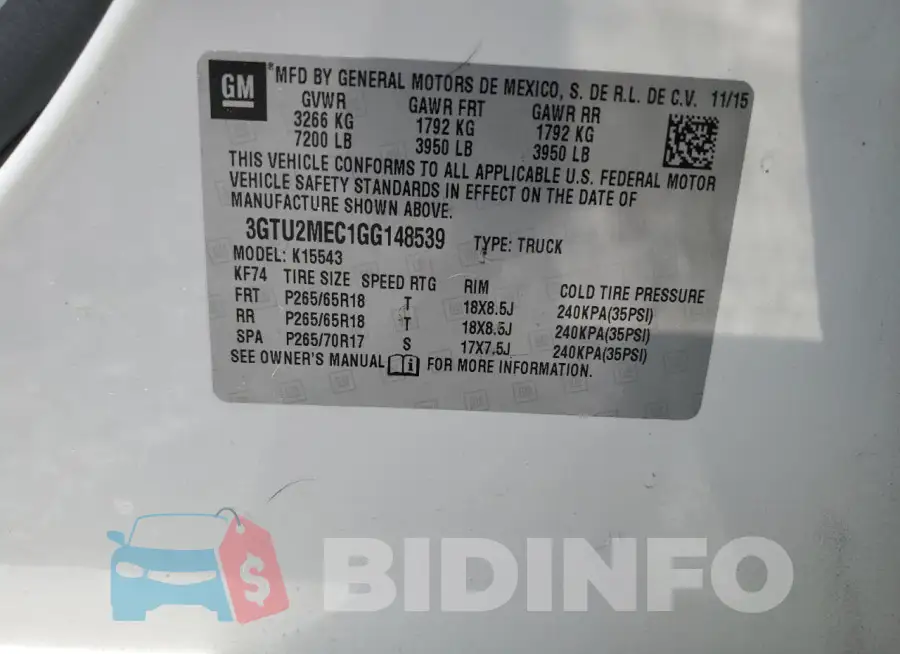 3GTU2MEC1GG148539 Photo# 12