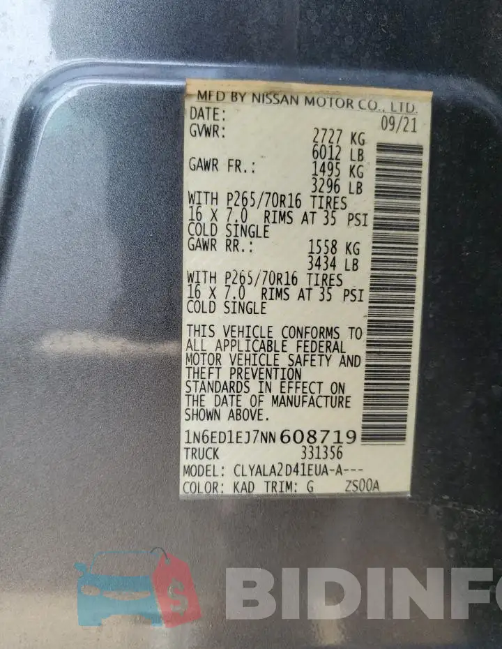 1N6ED1EJ7NN608719 Photo# 13