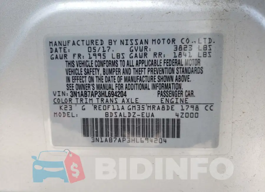 3N1AB7AP3HL694204 Photo# 12