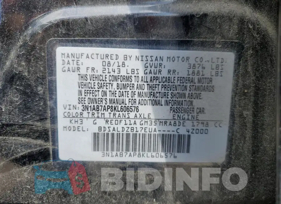 3N1AB7AP8KL606576 Photo# 12