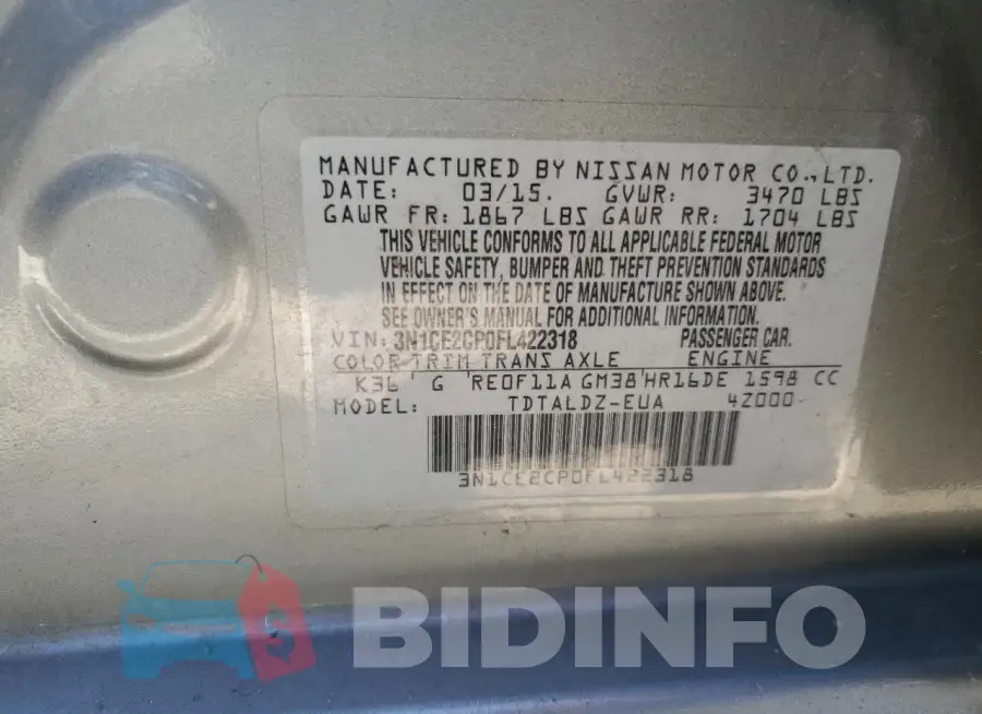 3N1CE2CP0FL422318 Photo# 12