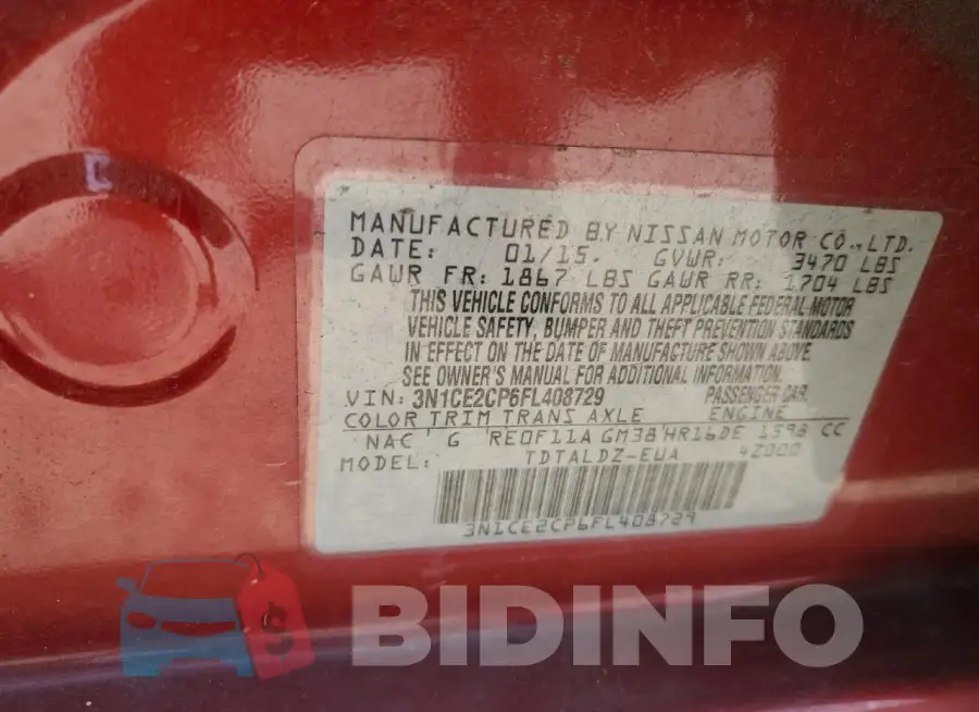 3N1CE2CP6FL408729 Photo# 12