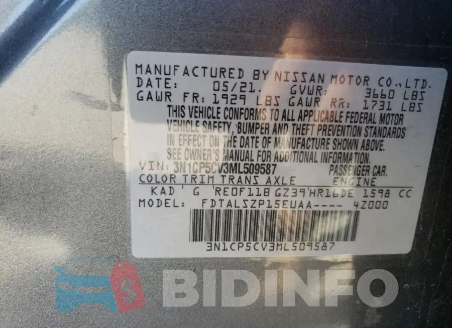 3N1CP5CV3ML509587 Photo# 13