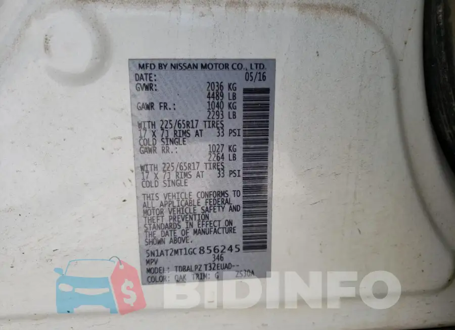 5N1AT2MT1GC856245 Photo# 13