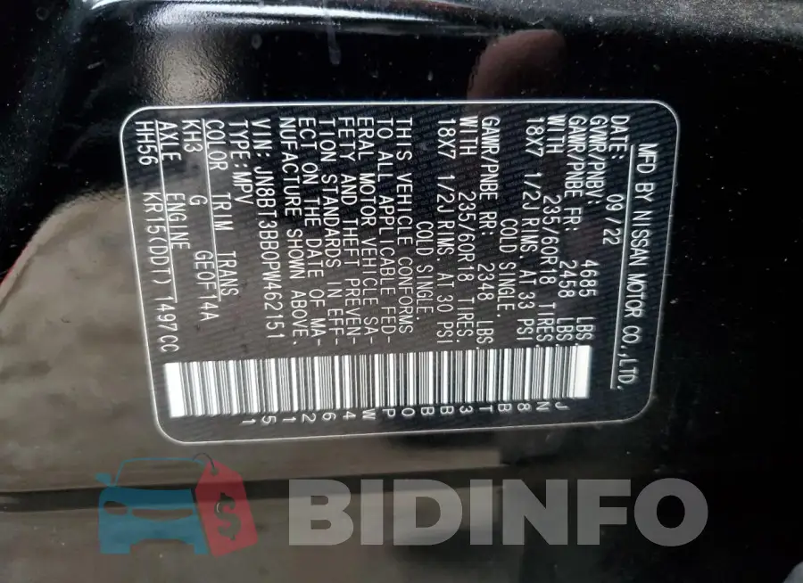 JN8BT3BB0PW462151 Photo# 13