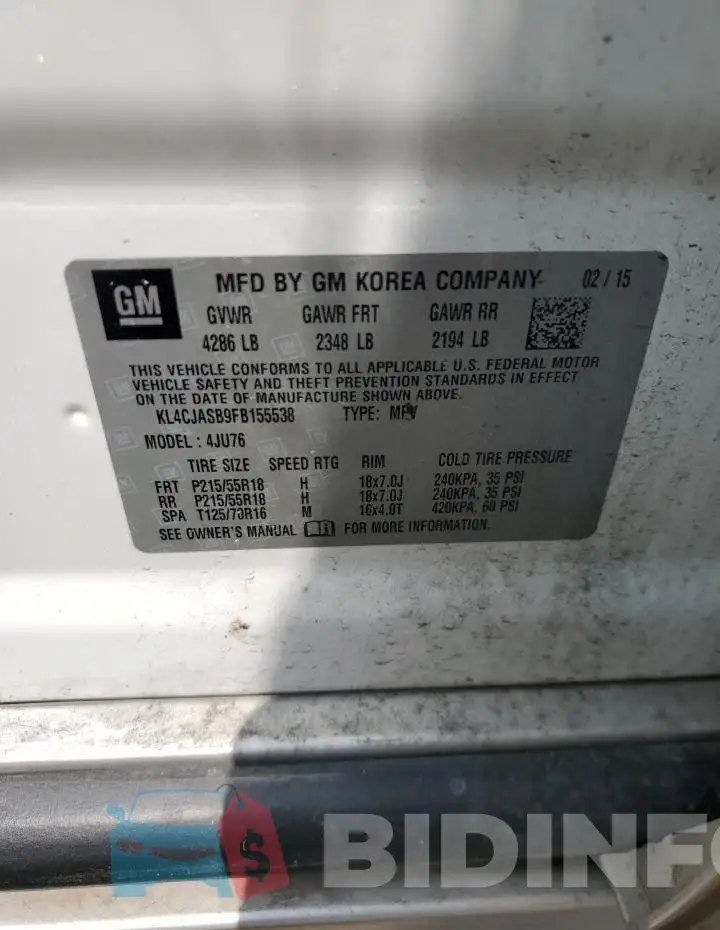 KL4CJASB9FB155538 Photo# 12