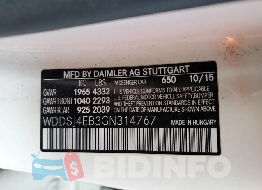 WDDSJ4EB3GN314767 Photo# 12