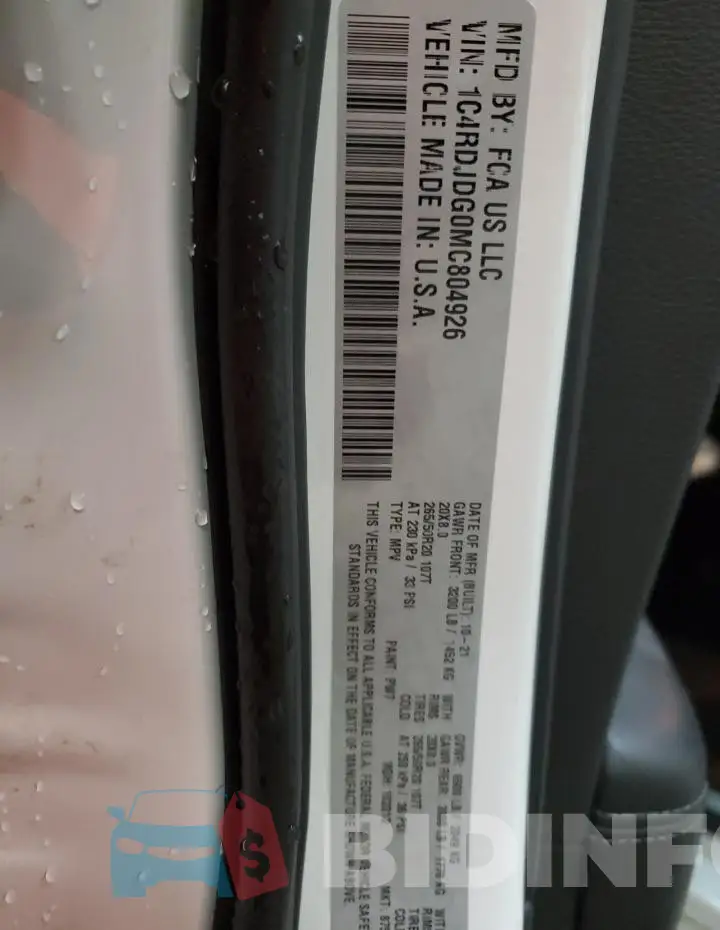 1C4RDJDG0MC804926 Photo# 14