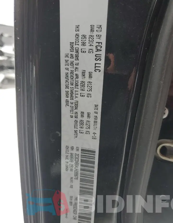 2C3CDXBG4JH289678 Photo# 12