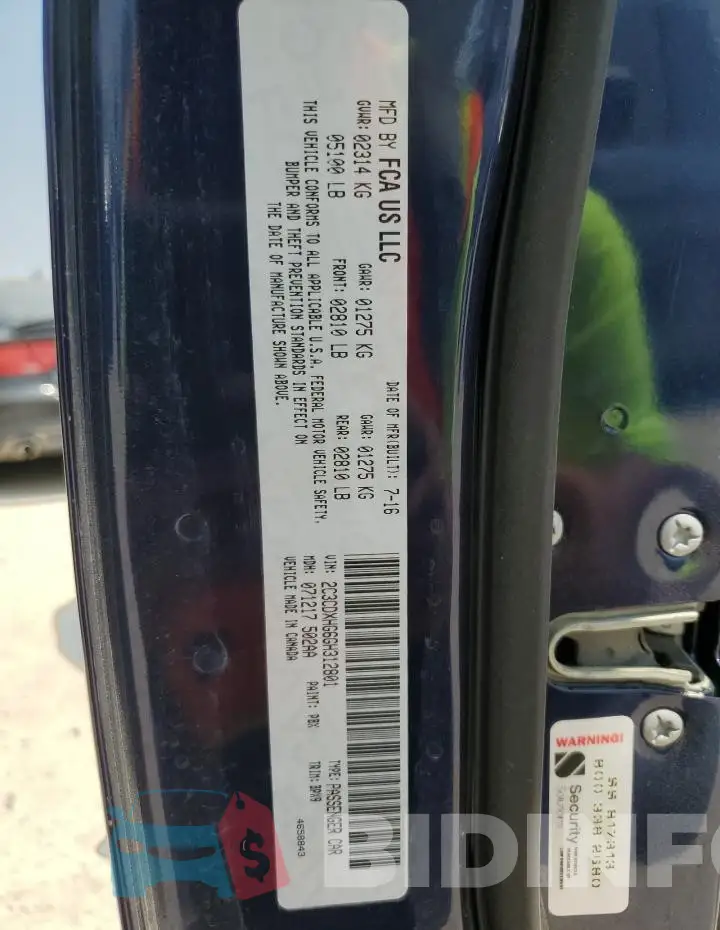 2C3CDXHG6GH312801 Photo# 12