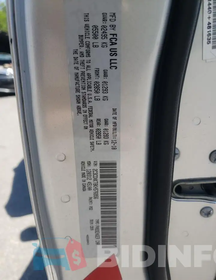 2C3CDXKT8KH576956 Photo# 12
