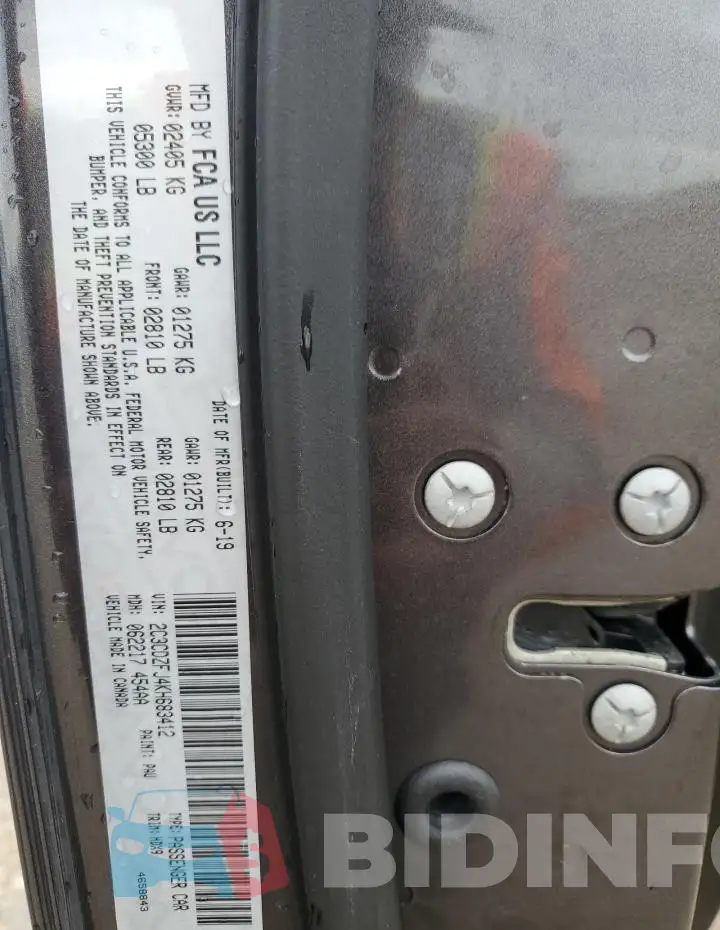 2C3CDZFJ4KH683412 Photo# 12