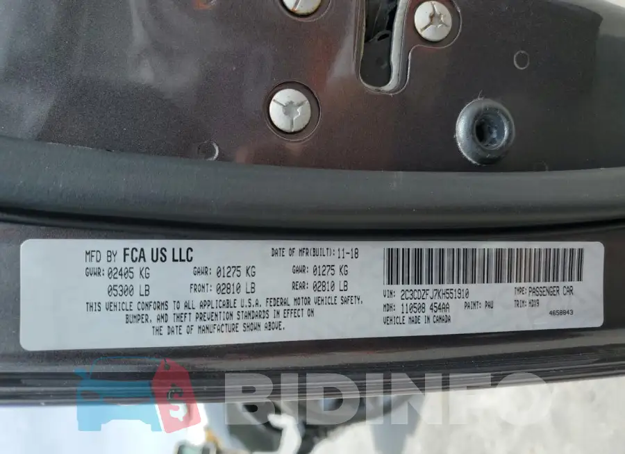 2C3CDZFJ7KH551910 Photo# 12