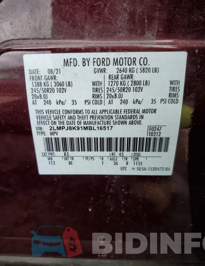 2LMPJ8K91MBL16517 Photo# 12