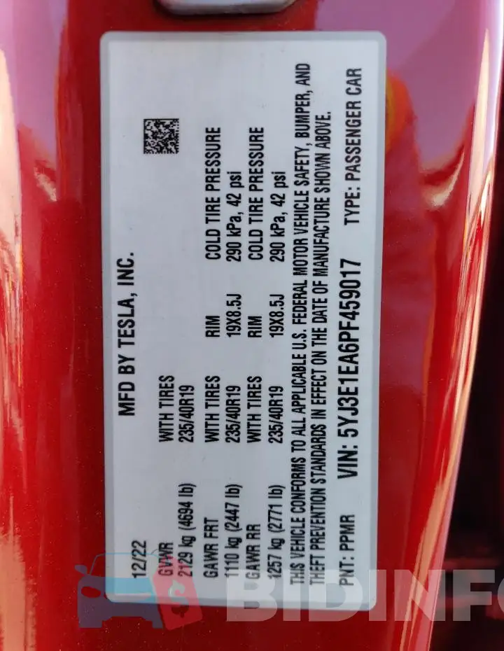 5YJ3E1EA6PF459017 Photo# 12
