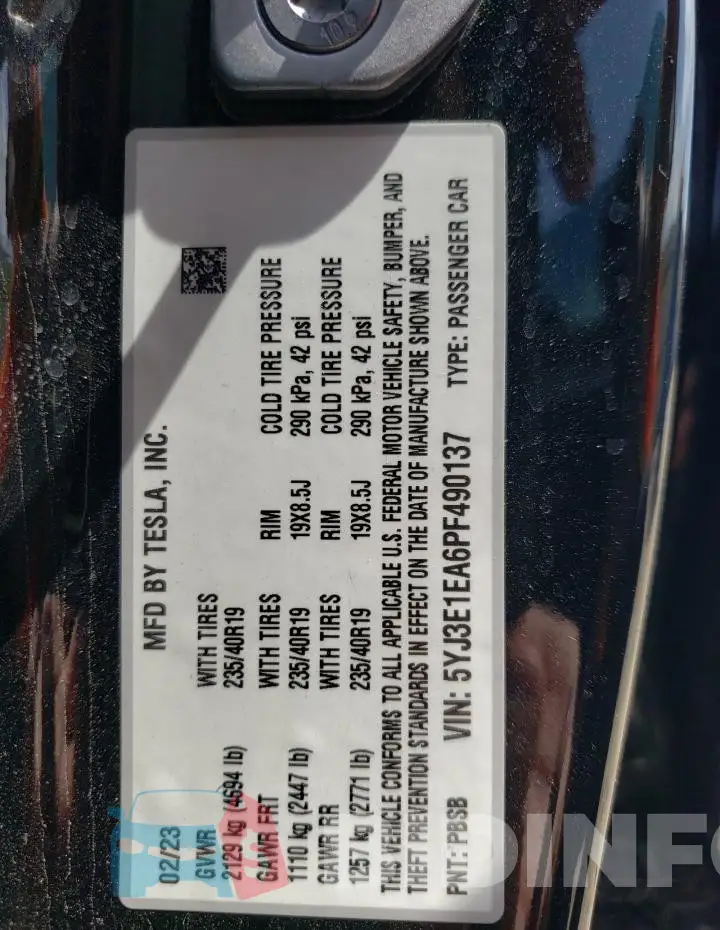 5YJ3E1EA6PF490137 Photo# 12