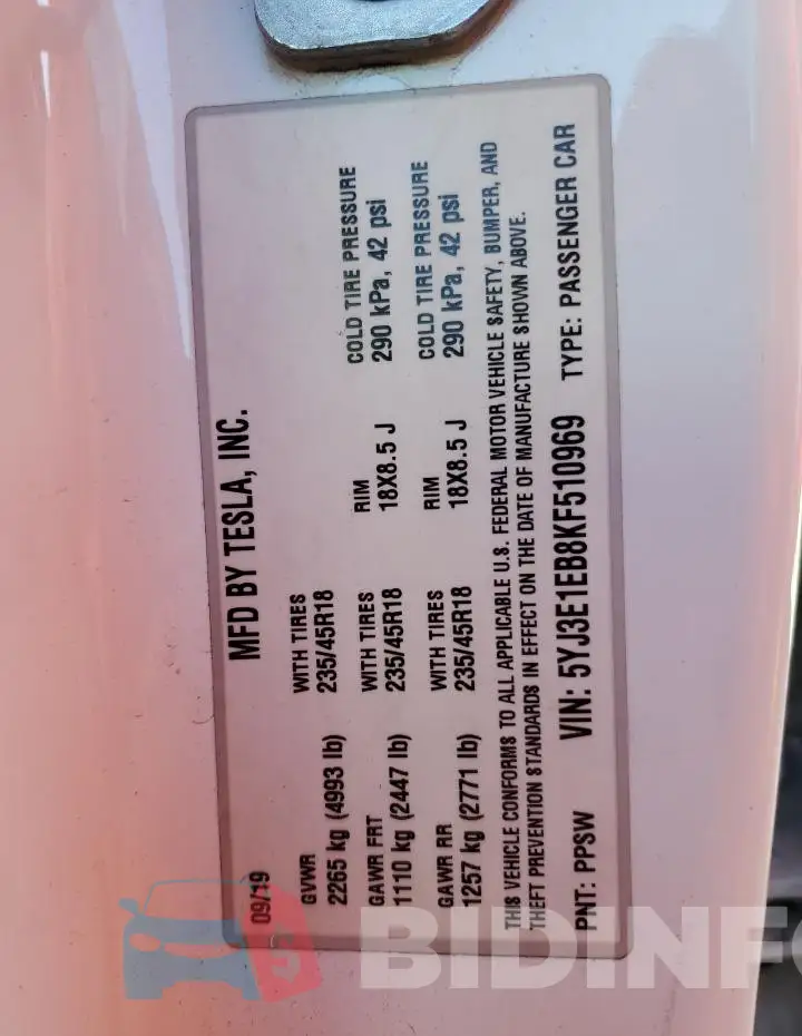 5YJ3E1EB8KF510969 Photo# 12