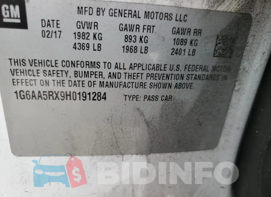 1G6AA5RX9H0191284 Photo# 13