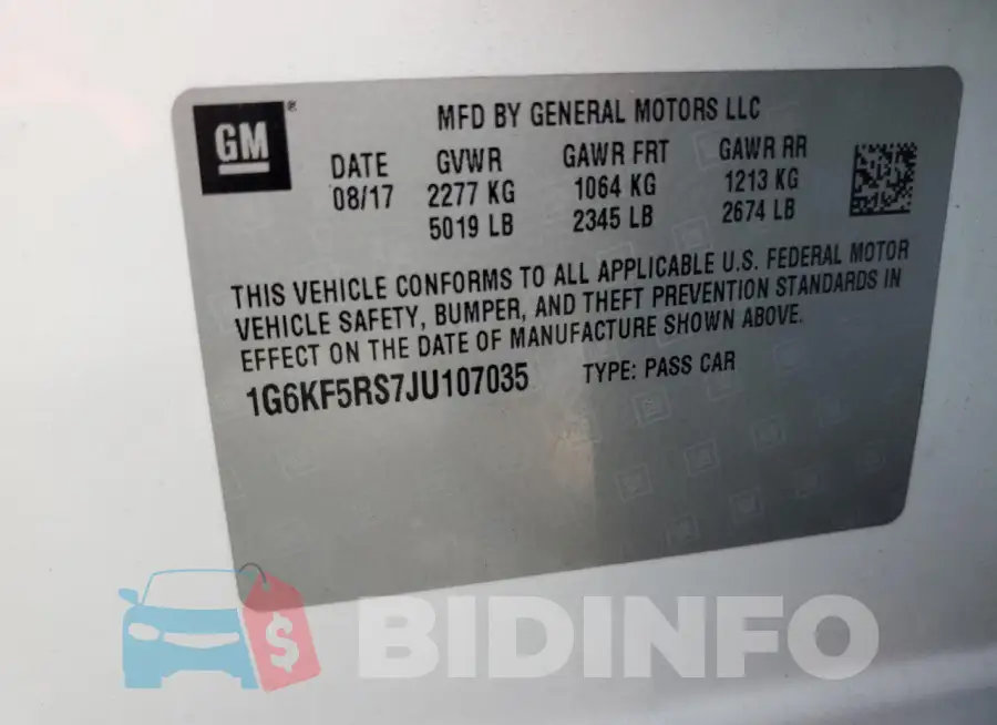 1G6KF5RS7JU107035 Photo# 12