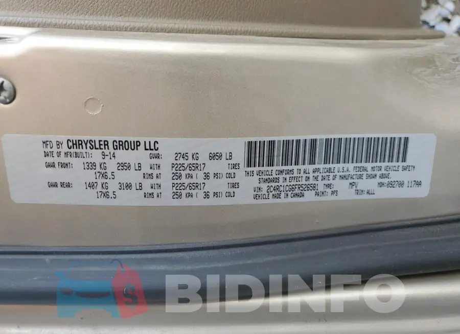 2C4RC1CG6FR526581 Photo# 13